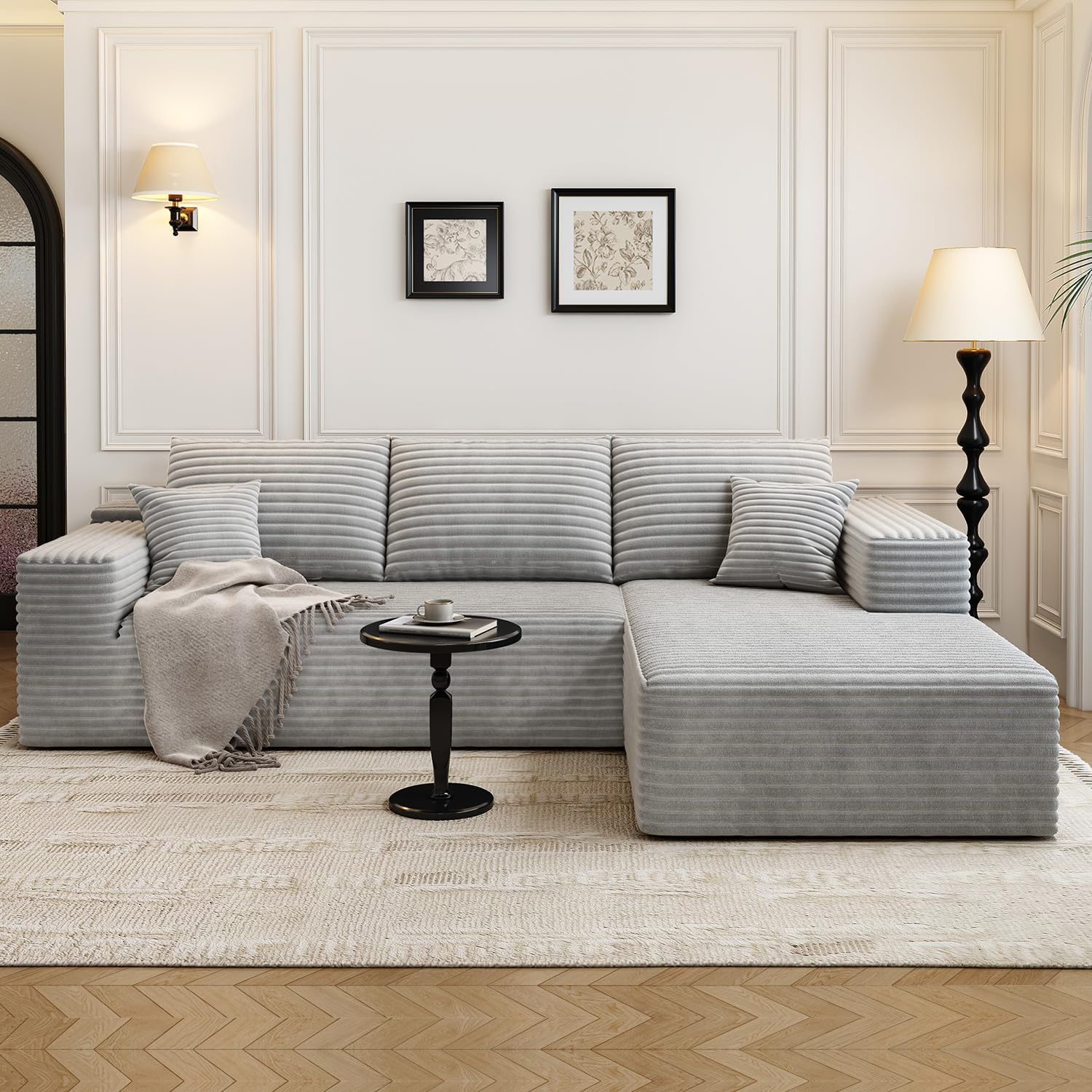 107.5" Cloud Modular Sectional Sofa Couch with L-Shape Chaise,Modern Minimalist Upholstered Couches wourant