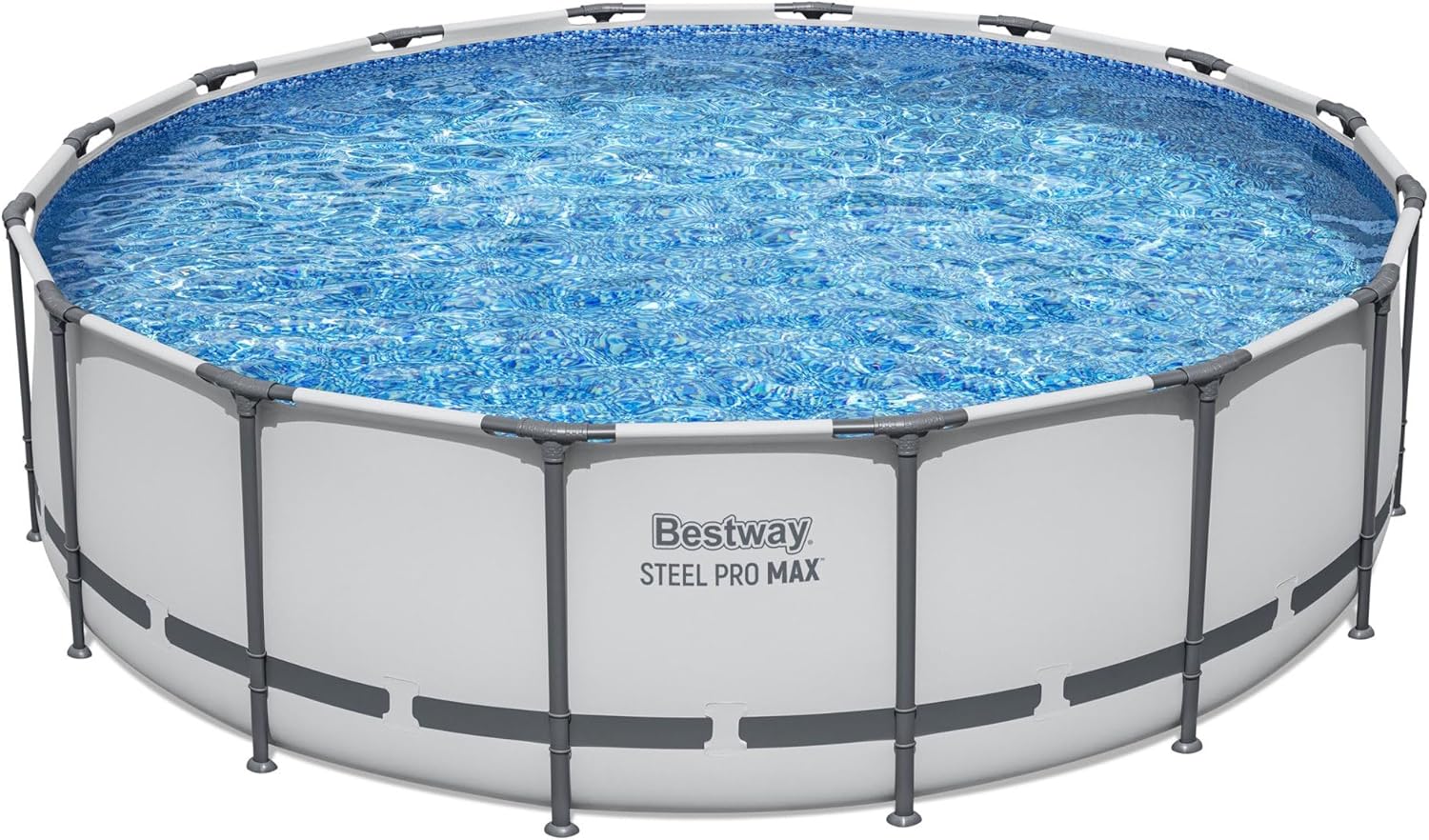 Steel Pro MAX 14 Foot x 48 Inch Round Metal Frame Above Ground Outdoor Swimming Pool Set with 1,000 Filter Pump, Ladder, and Cover, Gray wourant