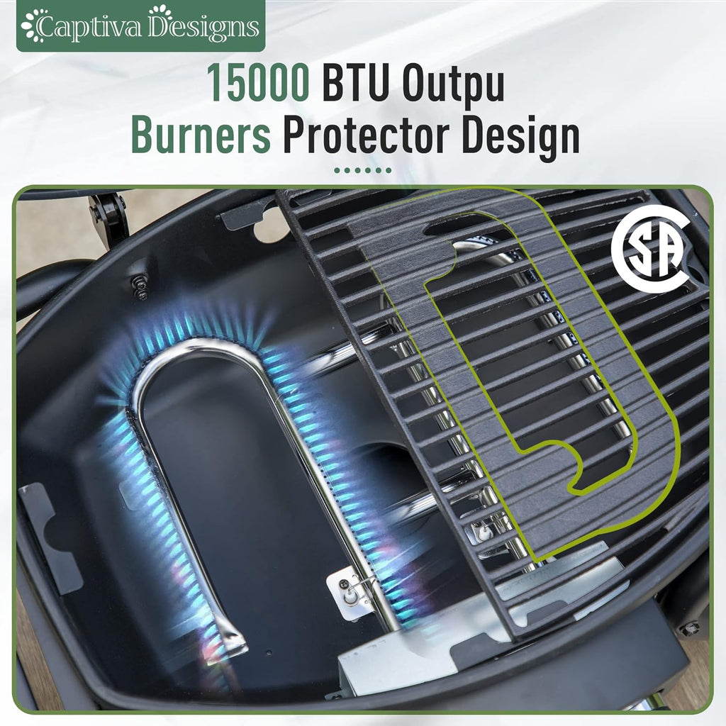 Captiva Designs 4-Burner Propane Gas BBQ Grill with Side Burner & Porcelain-Enameled Cast Iron Grates, 42,000 BTU Output Stainless Steel Grill for Outdoor Cooking Kitchen and Patio Backyard Barbecue wourant