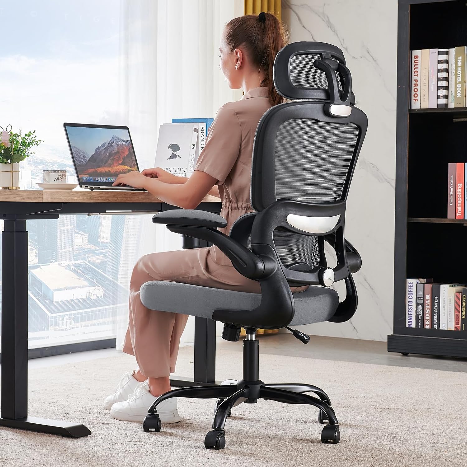 Office Chair Ergonomic Desk Chair, 330 lbs Home Mesh Desk Chair with Wheels, Comfortable Gaming Chair, High Back Office Chair wourant