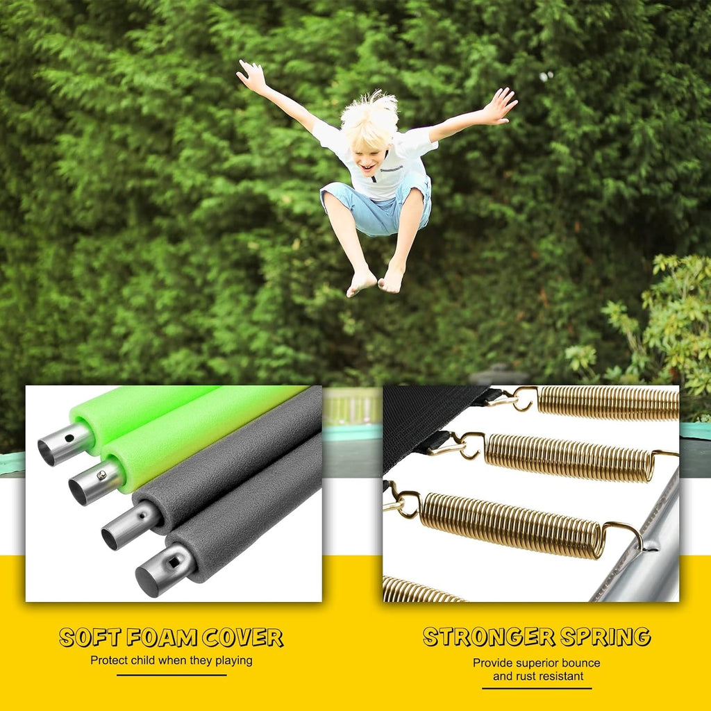 AOTOB 8FT 10FT 12FT 14 FT 15FT Trampoline with Safety Enclosure Net，Outdoor Trampoline with Basketball Hoop, Heavy Duty Jumping Mat and Spring Cover Padding for Kids and Adults, Storage Bag and Ladder wourant