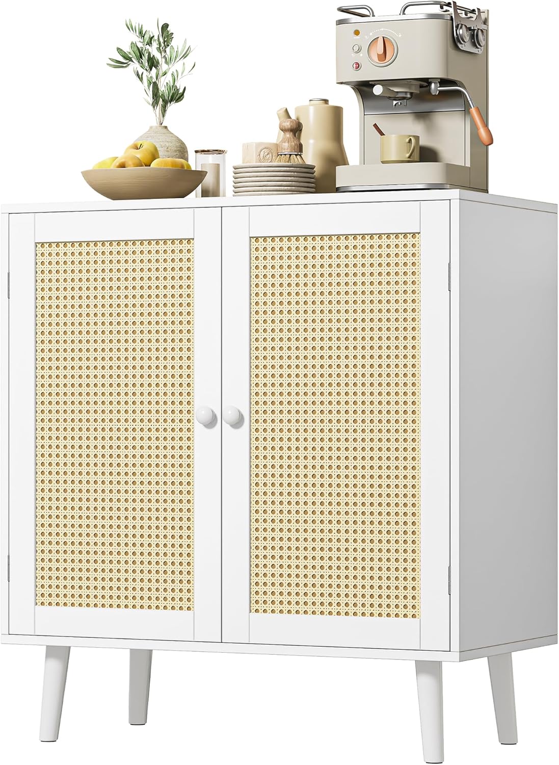 Huuger Buffet Cabinet with Storage Cabinet with PE Rattan Decor Doors Accent Sideboard Buffet wourant