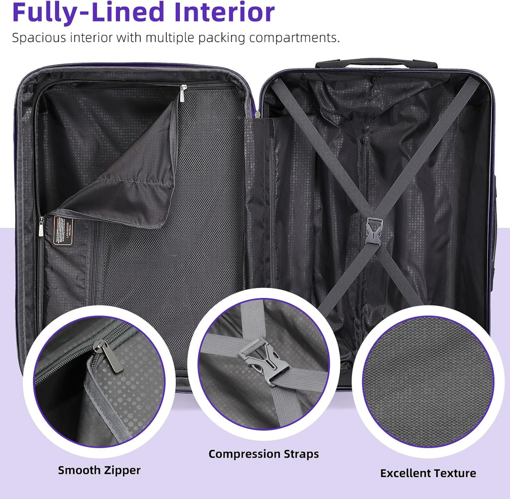 6-piece luggage set, expandable hardshell suitcase set with spinner wheels, lightweight rolling luggage set wourant