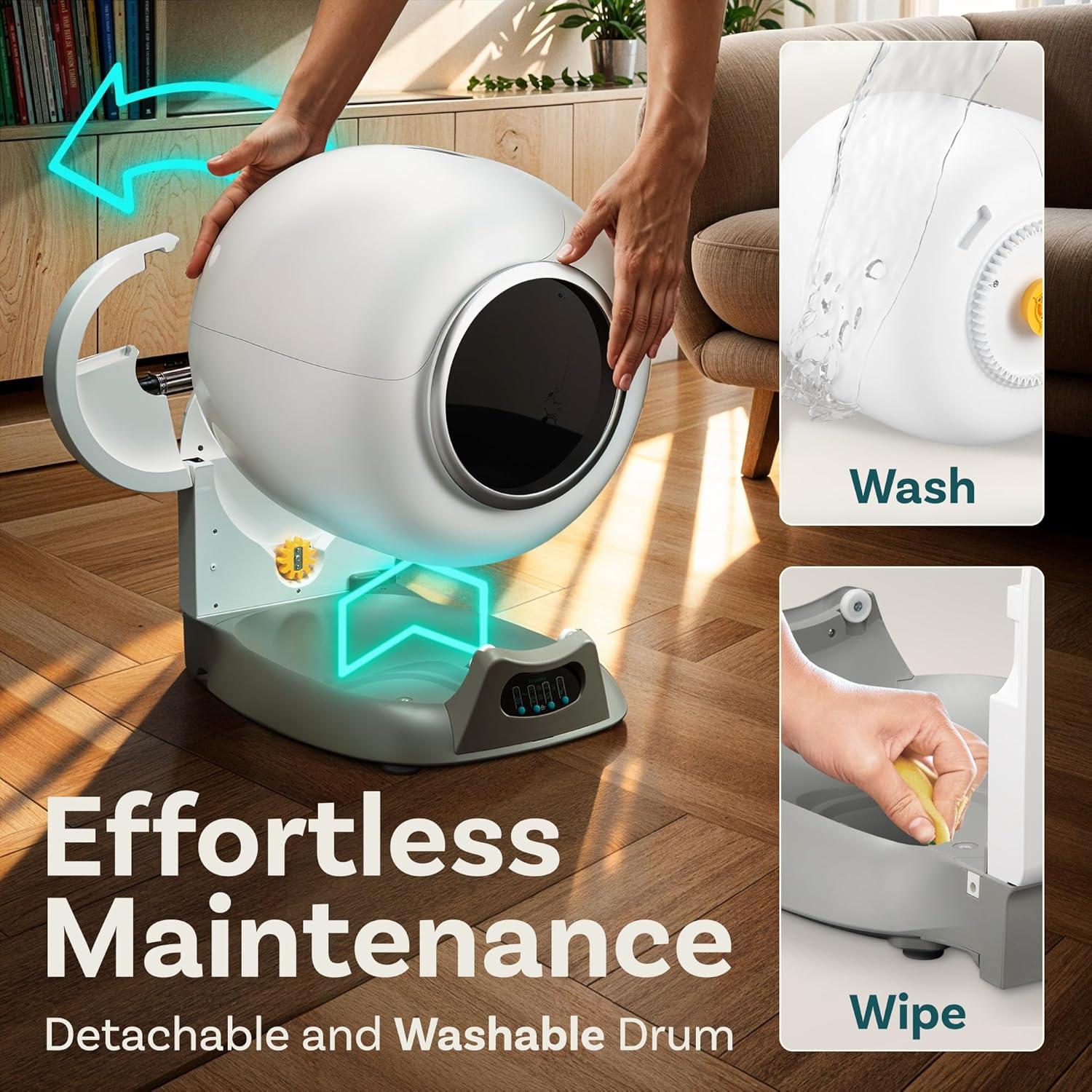 Self Cleaning Litter Box with Auto Safety Sensors for Multiple Cats - Automatic Cat Litter Box Self-Cleaning - Covered Odor Removal with APP Control - Compatible On All WiFi wourant