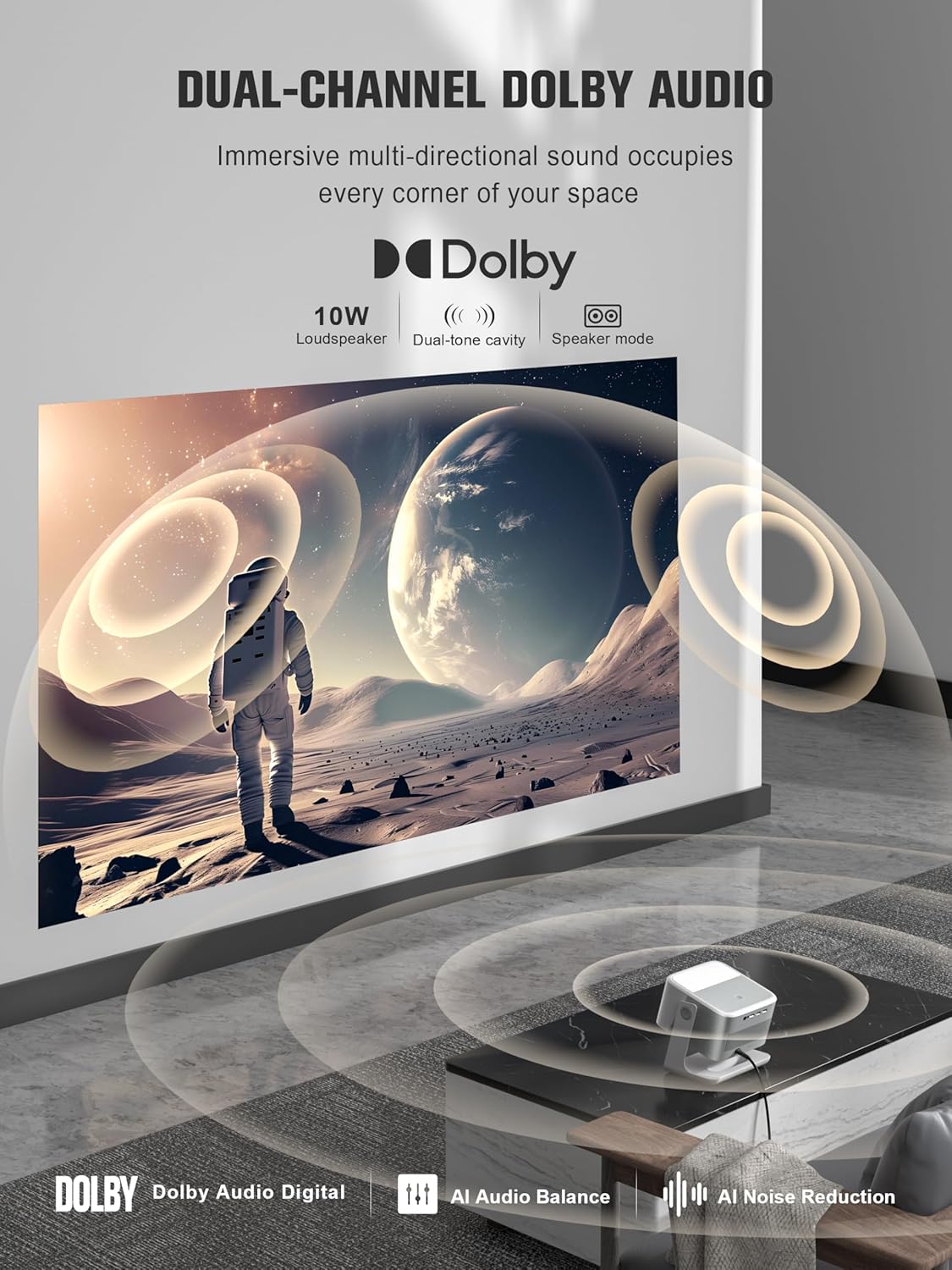 Official Licensed Google TV 4K Smart Projector with WiFi and Bluetooth, VOPLLS Outdoor wourant