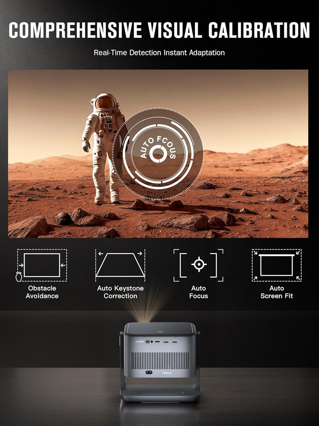 Smart 4K Projector with WiFi and Bluetooth, VISSPL 3D Dolby Audio and Auto Focus wourant