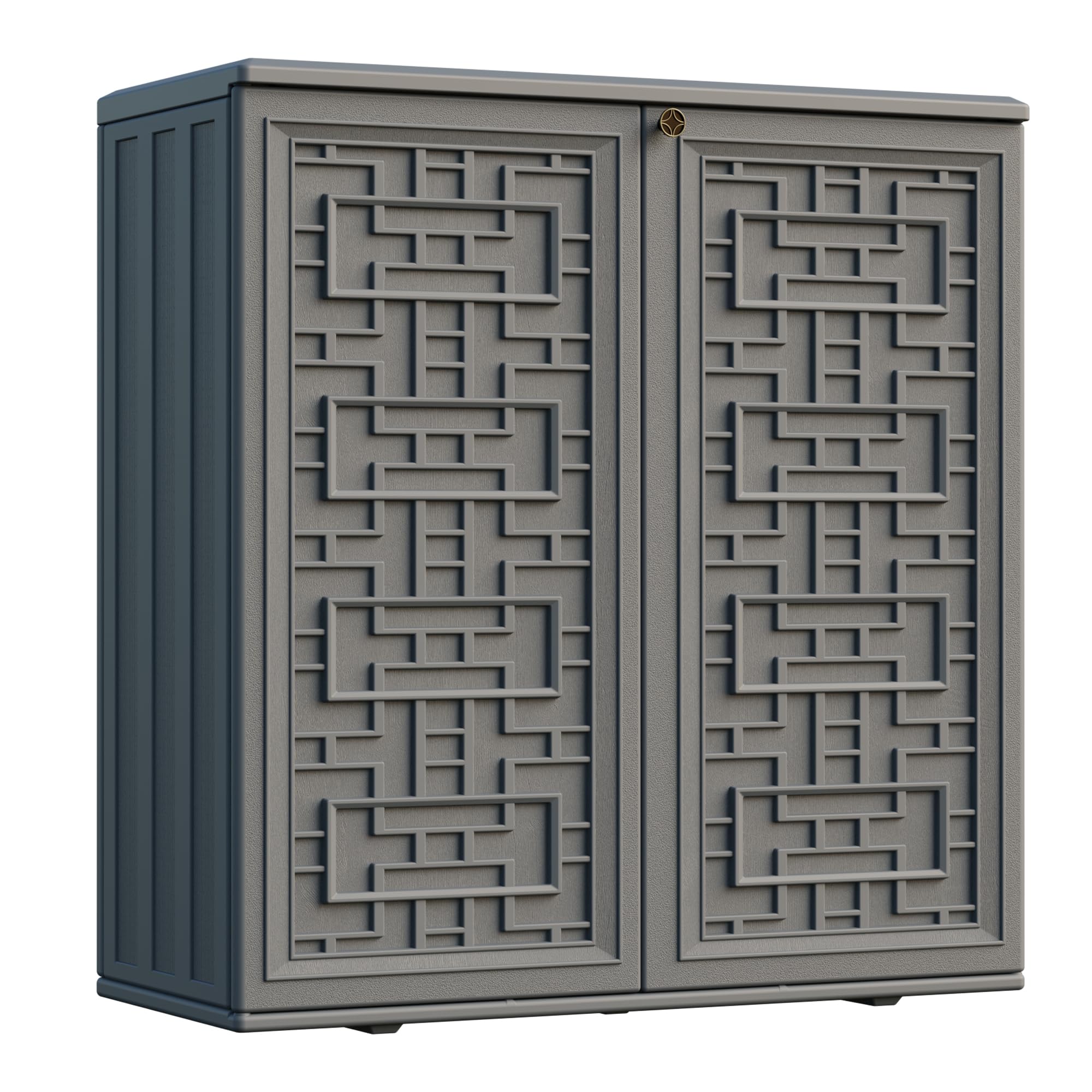 Indoor Outdoor Storage Cabinet Waterproof with Shelf Off White Plastic Outdoor Cabinets wourant
