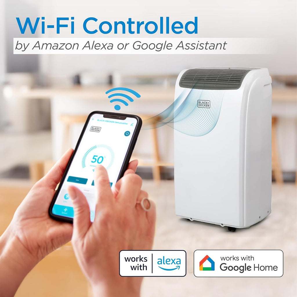 BLACK+DECKER Smart Portable Air Conditioner with Heat, 12,000 BTU Cooling, 9,000 BTU Heating for Rooms up to 550 Sq. Ft., Follow Me Remote, BPACT12HWT, White woonhhop