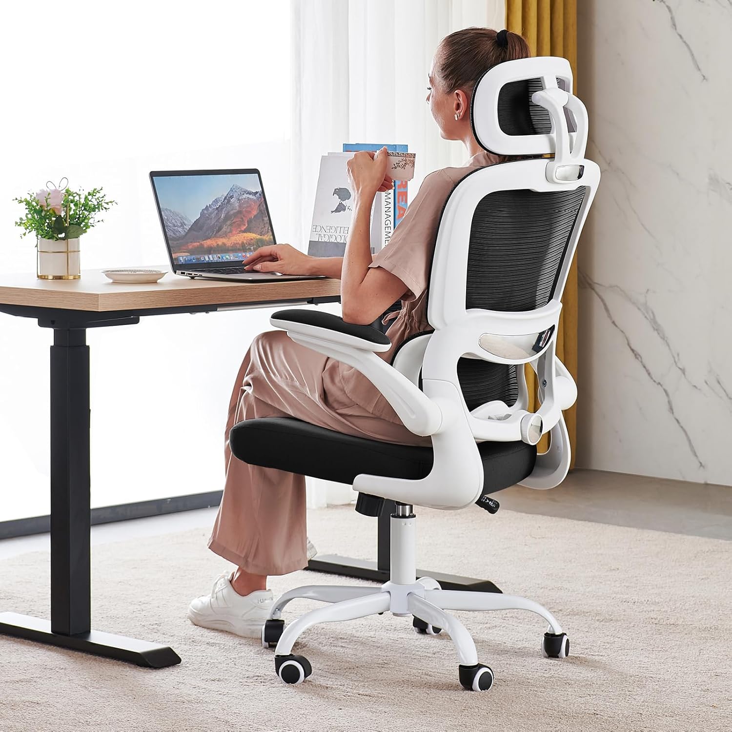 Office Chair Ergonomic Desk Chair, 330 lbs Home Mesh Desk Chair with Wheels, Comfortable Gaming Chair, High Back Office Chair wourant