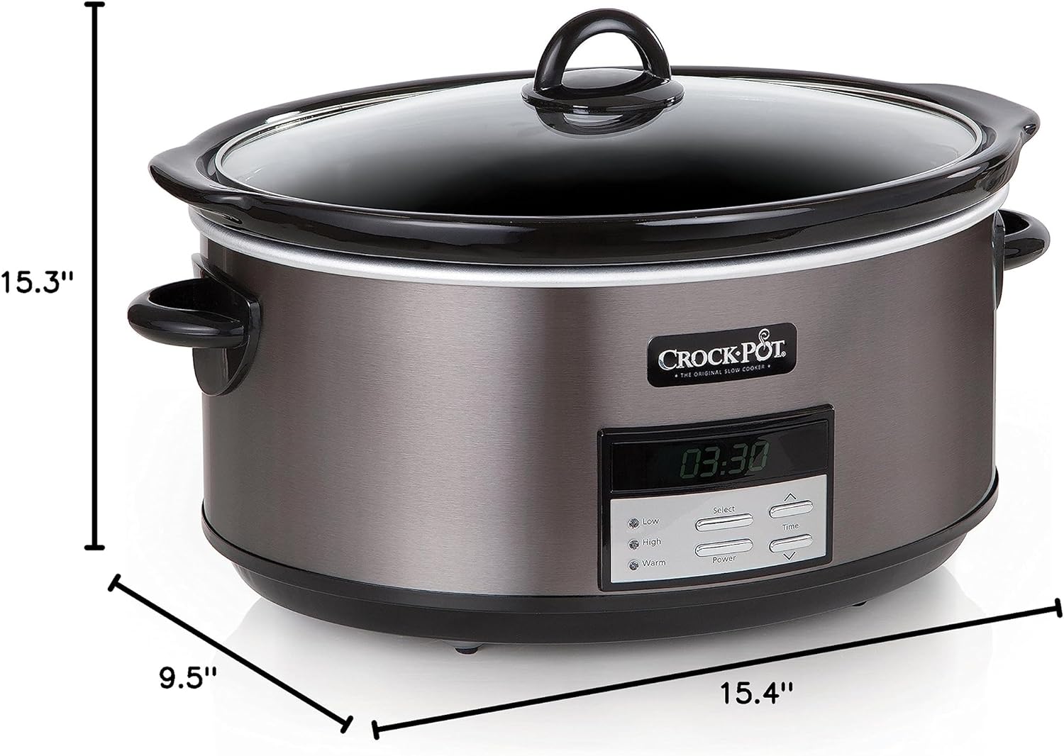 Large 8-Quart Programmable Slow Cooker with Auto Warm Setting Black Stainless Steel wourant