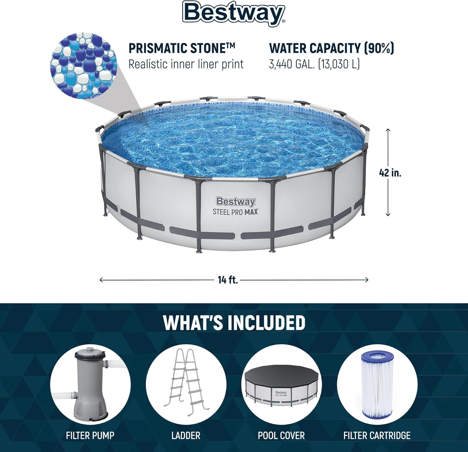 Steel Pro MAX 10 Foot x 30 Inch Round Metal Frame Above Ground Outdoor Backyard Swimming Pool Set with 330 GPH Filter Pump wourant