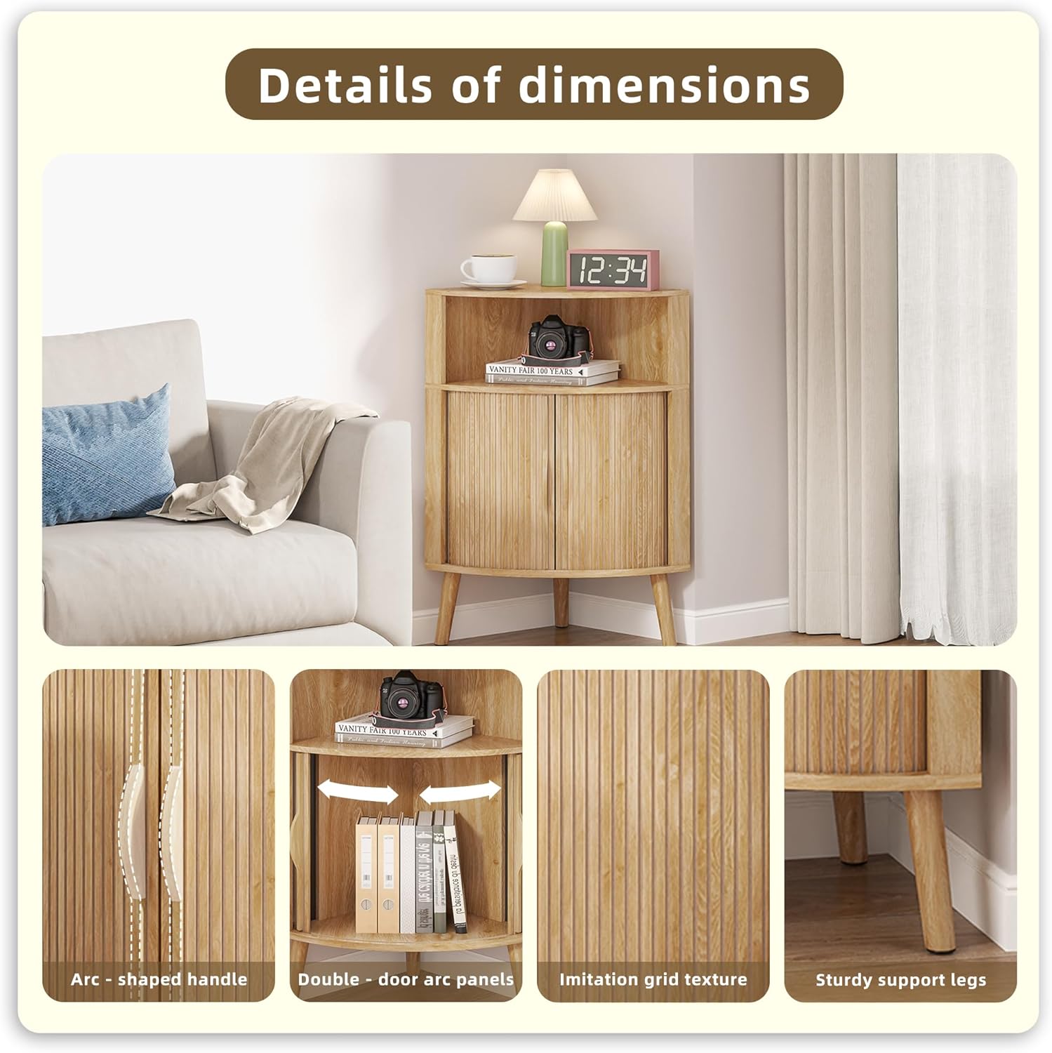 Corner Cabinet, 66.73'' Tall Modern Corner Bathroom Storage Cabinet wourant