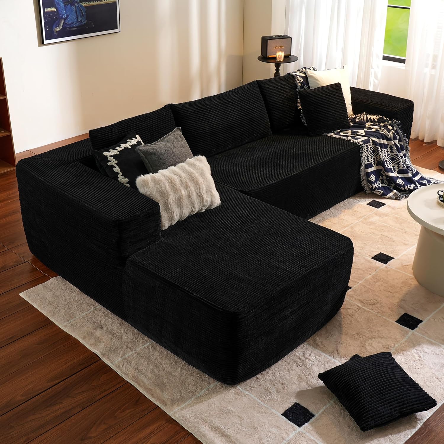 Ovios 104" Cloud Section Sofa L-shaped lounge chair, modern modular sofa wourant