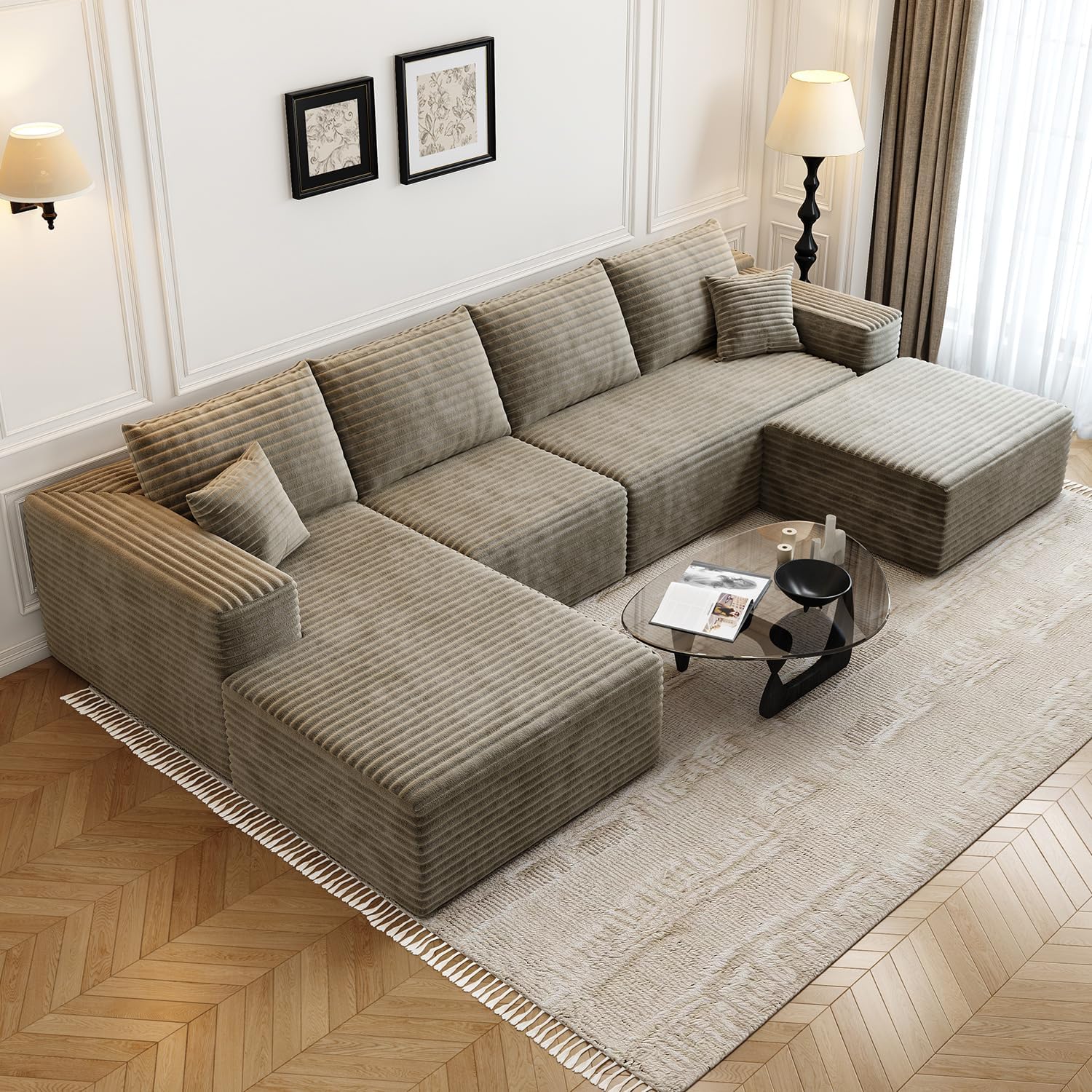 107.5" Cloud Modular Sectional Sofa Couch with L-Shape Chaise,Modern Minimalist Upholstered Couches wourant