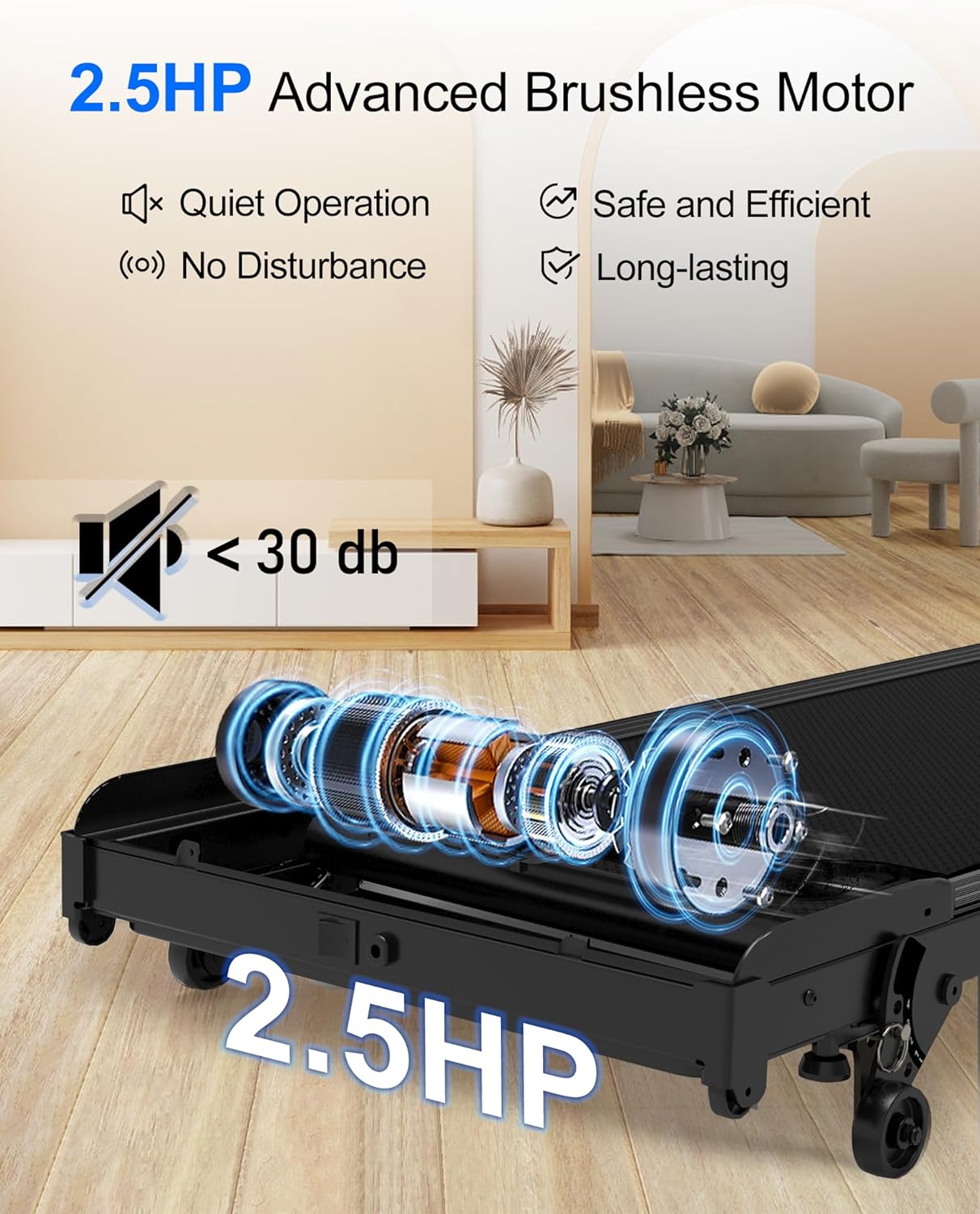 Lichico Walking Pad Under Desk Treadmill, Ultra-Quiet Brushless Electric Walking and Jogging Treadmill with Remote Control wourant