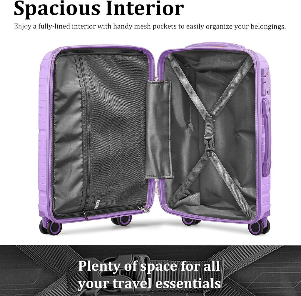5-piece PP hardshell lightweight travel carry-on luggage set with dual spinner wheels and TSA lock wourant