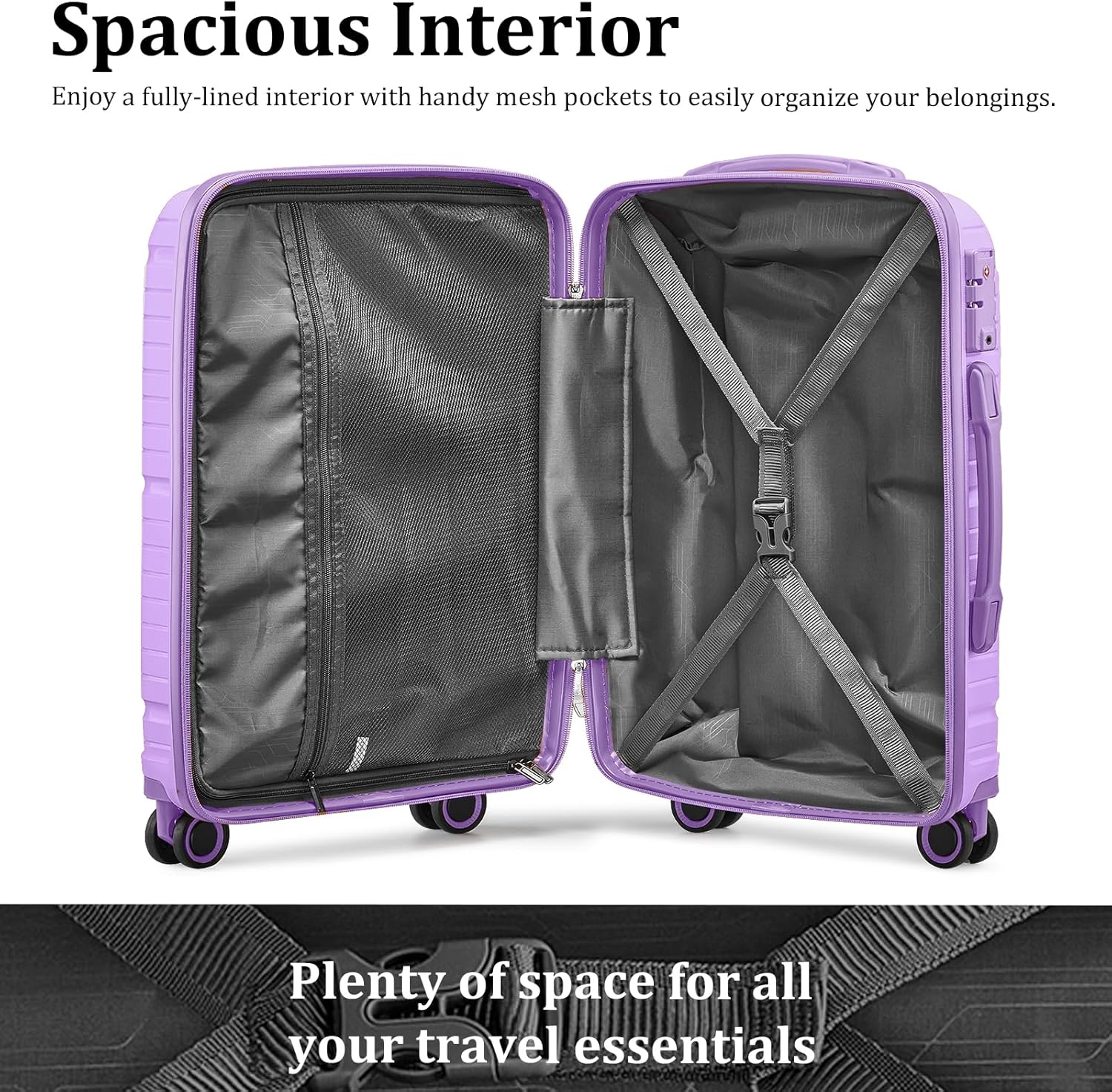 5-piece PP hardshell lightweight travel carry-on luggage set with dual spinner wheels and TSA lock wourant