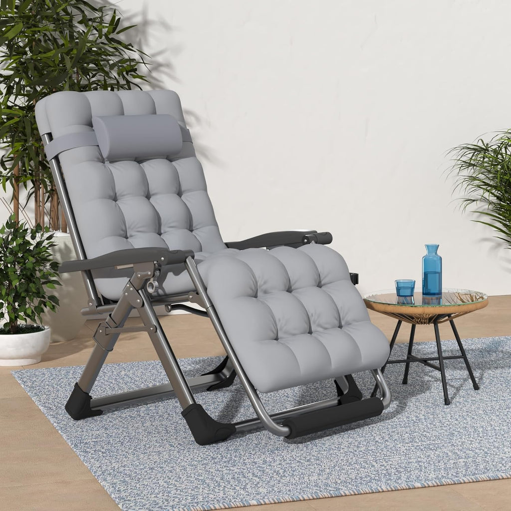 Indoor and outdoor patio chair folding lounge chair zero gravity chair with removable cushion camping lounge chair wourant