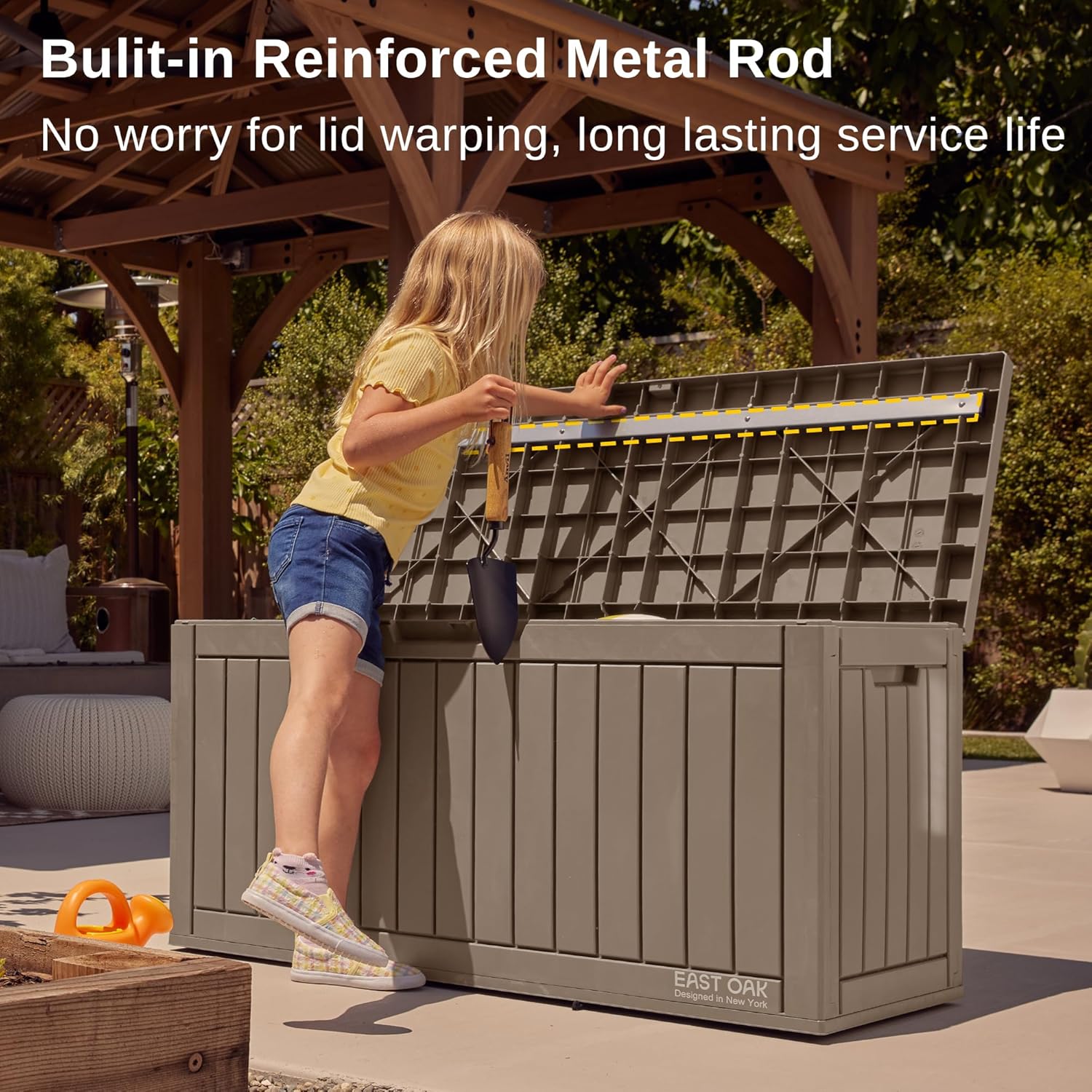 EAST OAK Outdoor Storage Box, 60 Gallon Deck Box Indoor and Outdoor Use, Waterproof Resin Storage Bin wourant