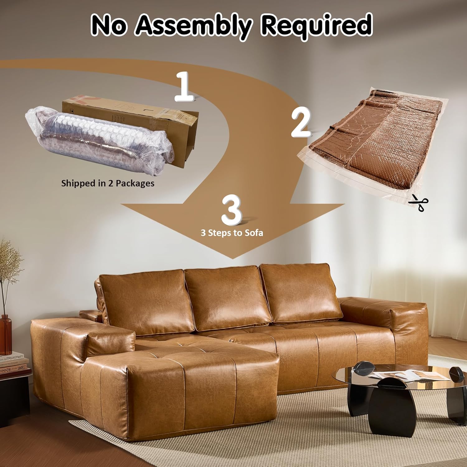 Ovios 104" Cloud Section Sofa L-shaped lounge chair, modern modular sofa wourant