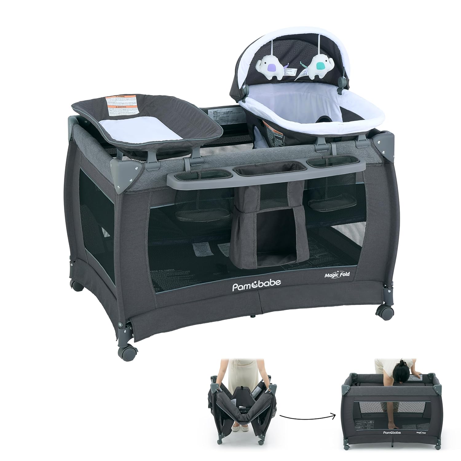 Pamo Babe Baby Playpen - Heavy-duty steel frame provides a safe sleeping space and portable crib wourant