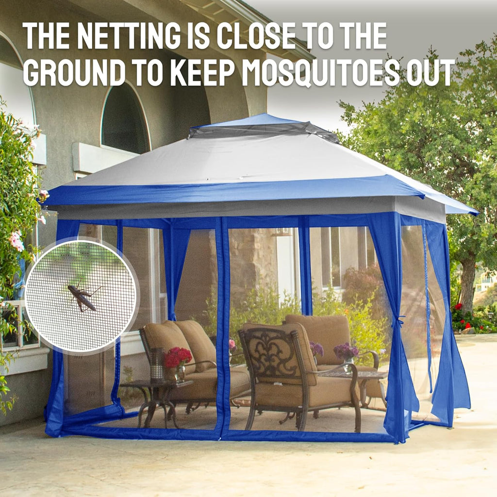 CROWN SHADES 13x13 Pop Up Gazebo, Canopy Tent, Gazebos on Clearance - Outdoor Gazebo for Backyard & Patio Furniture - Carpa Pop Up Tent with Wheeled STO-N-Go Cover Bag (White) wourant