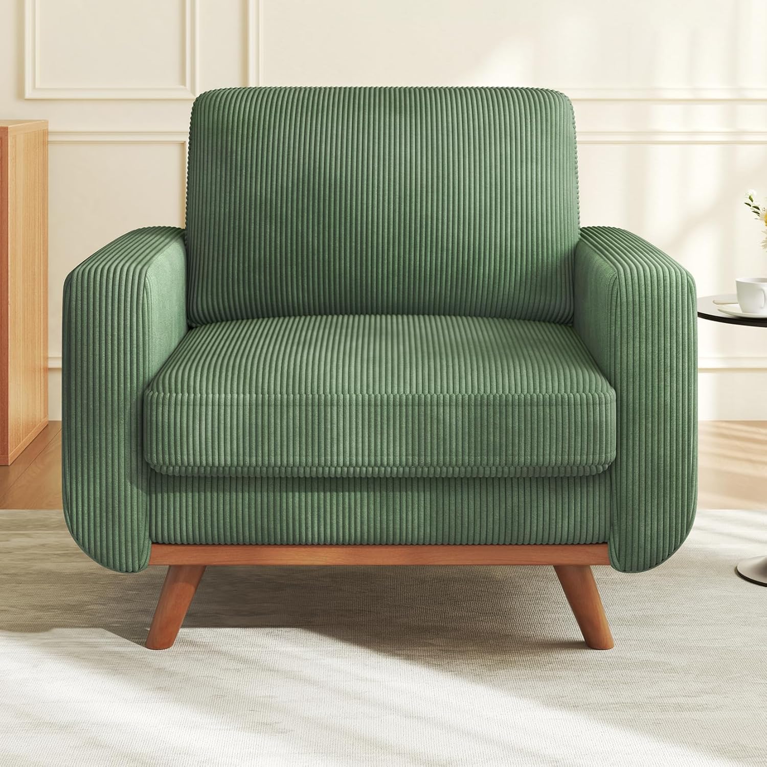 Vesgantti 68" Loveseat Sofa - Green, Comfy Corduroy with Spring Cushion, Solid Wood Frame, Modern Deep Seat, Bedroom & Living Room, Office Couch wourant