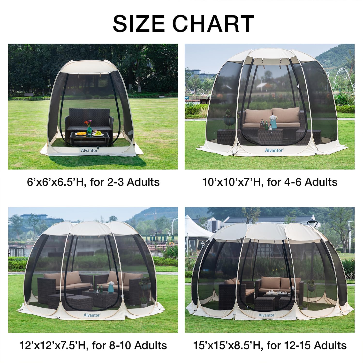 Screen gazebo, sleeps 6-10-15 people Igloo-style canopy tent with mosquito net on the sides Perfect for garden, patio, backyard wourant