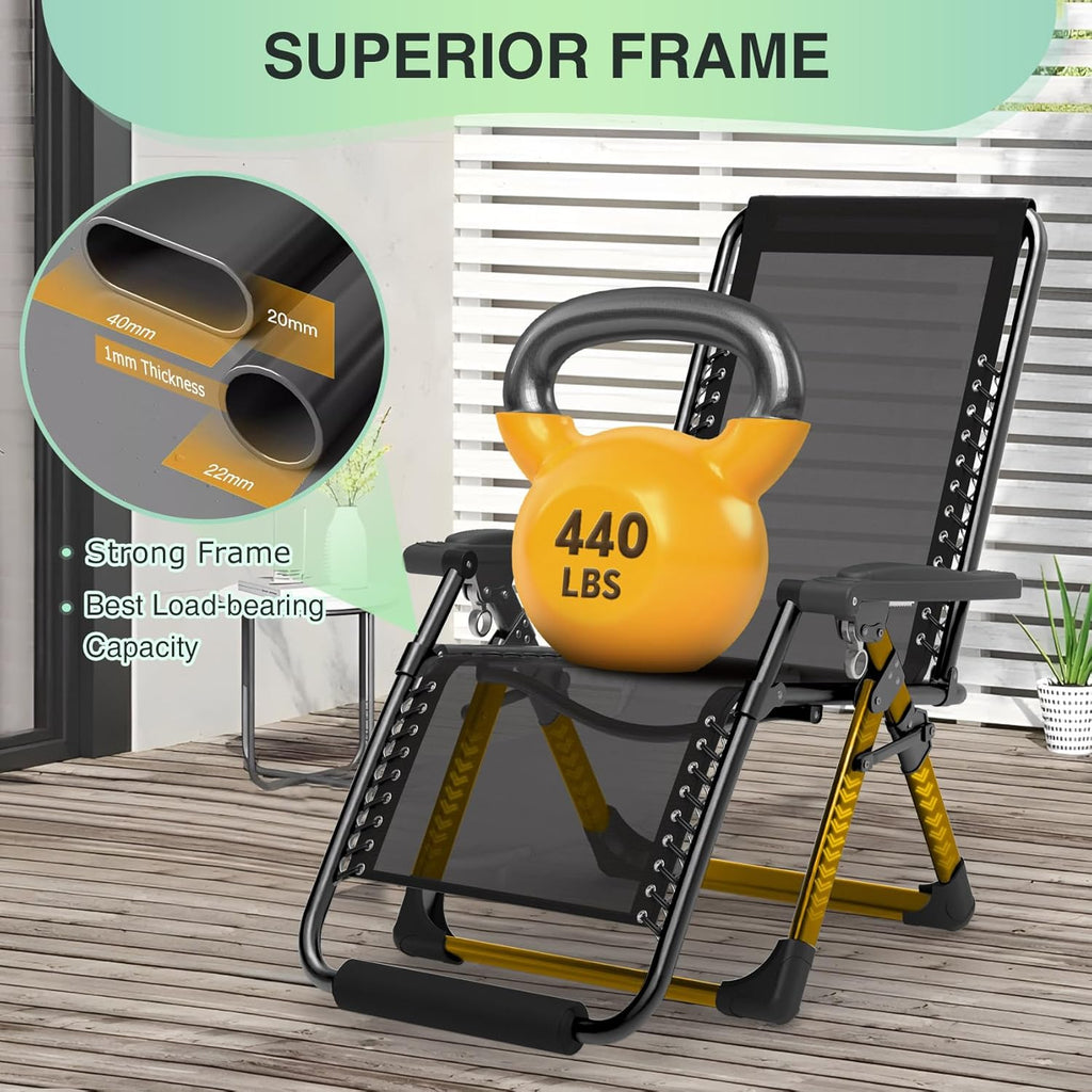 Indoor and outdoor patio chair folding lounge chair zero gravity chair with removable cushion camping lounge chair wourant
