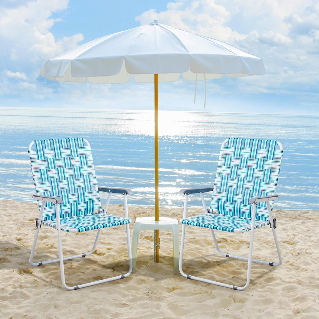 VINGLI Patio Lawn Webbed Folding Chairs Set of 2, Outdoor Beach Portable Lawn Chair Camping Chair Beach Chair wourant