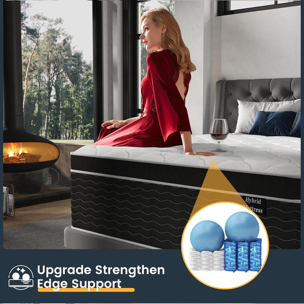 Full Size Mattress, 10 inch Full Bed Mattress in a Box, Medium Plush Hybrid Mattresses with Gel Memory Foam and Pocket Springs, Pressure Relief & Upgraded Support, Cooling and Breathable wourant