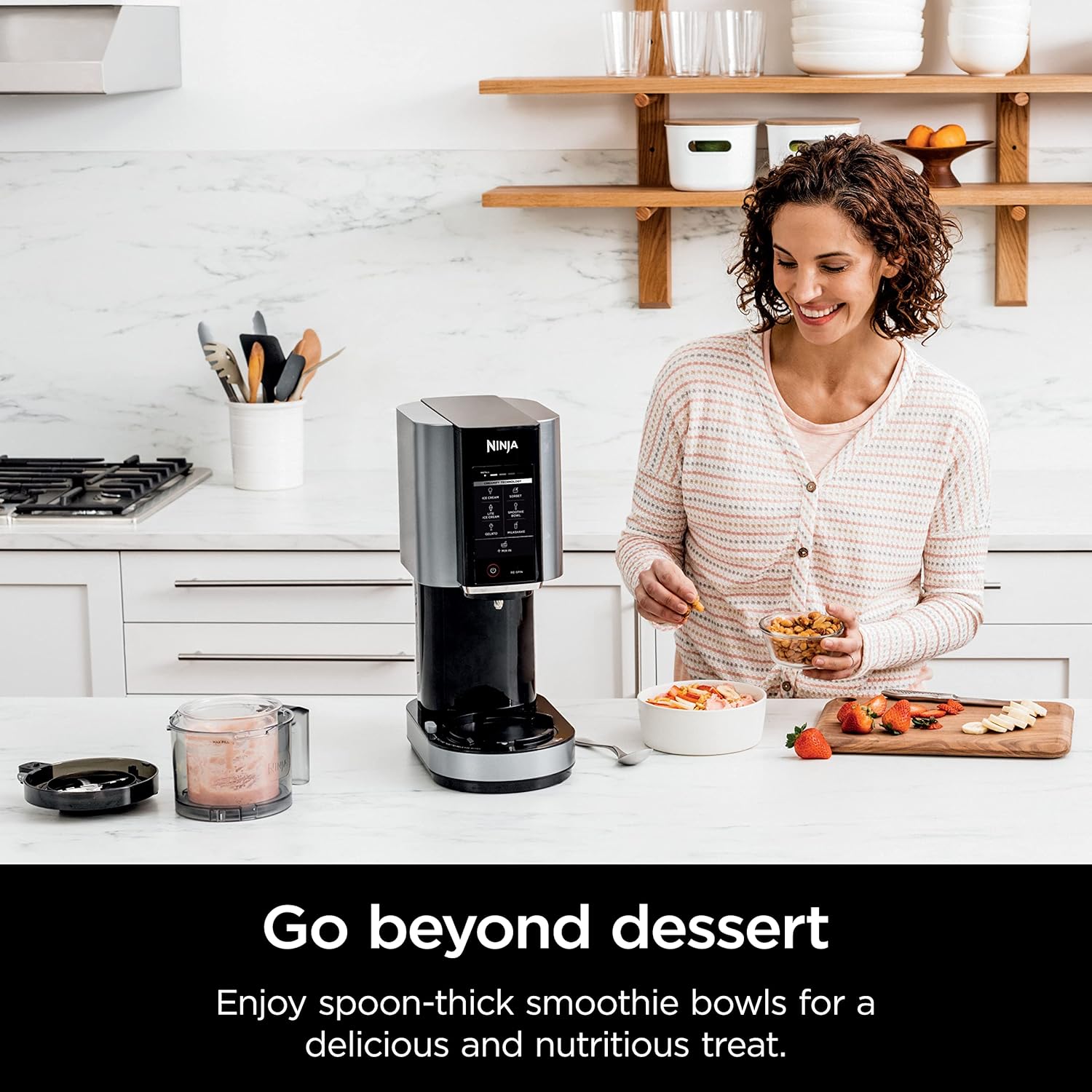 Ninja NC301 CREAMi Ice Cream Maker, for Gelato, Mix-ins, Milkshakes, Sorbet, Smoothie Bowls & More, 7 One-Touch Programs, with (2) Pint Containers & Lids, Compact Size, Perfect for Kids, Silver wourant