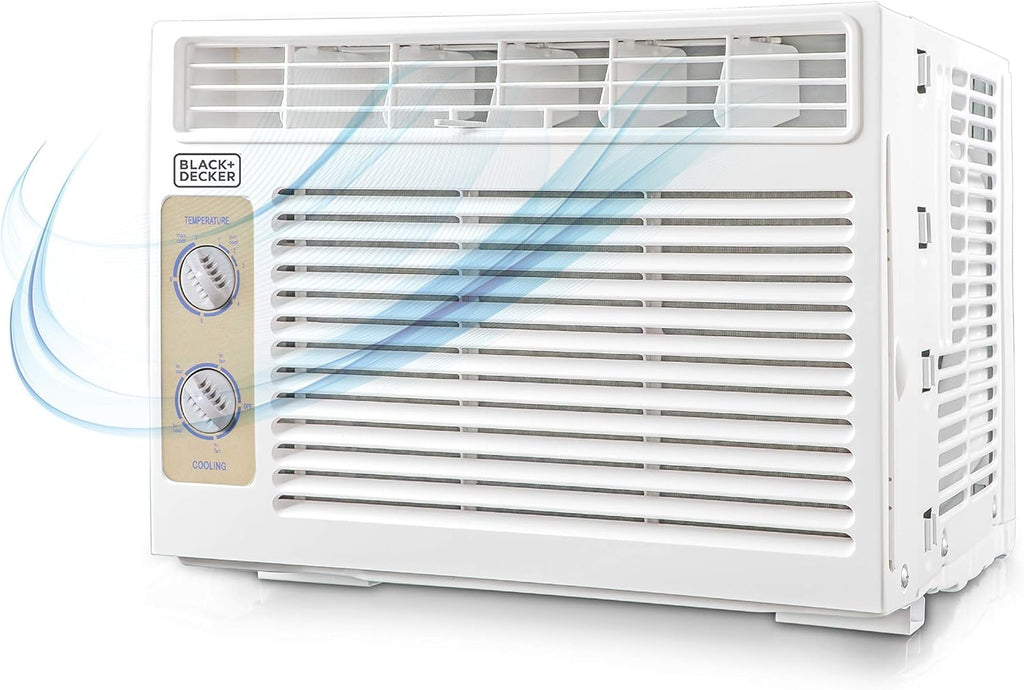 BLACK+DECKER Window Air Conditioner 5000 BTU, Cools Up to 150 Square Feet, AC Unit with Mechanical Controls, Manual Fan Only and Cool Settings, BD05MWT6, White wourant