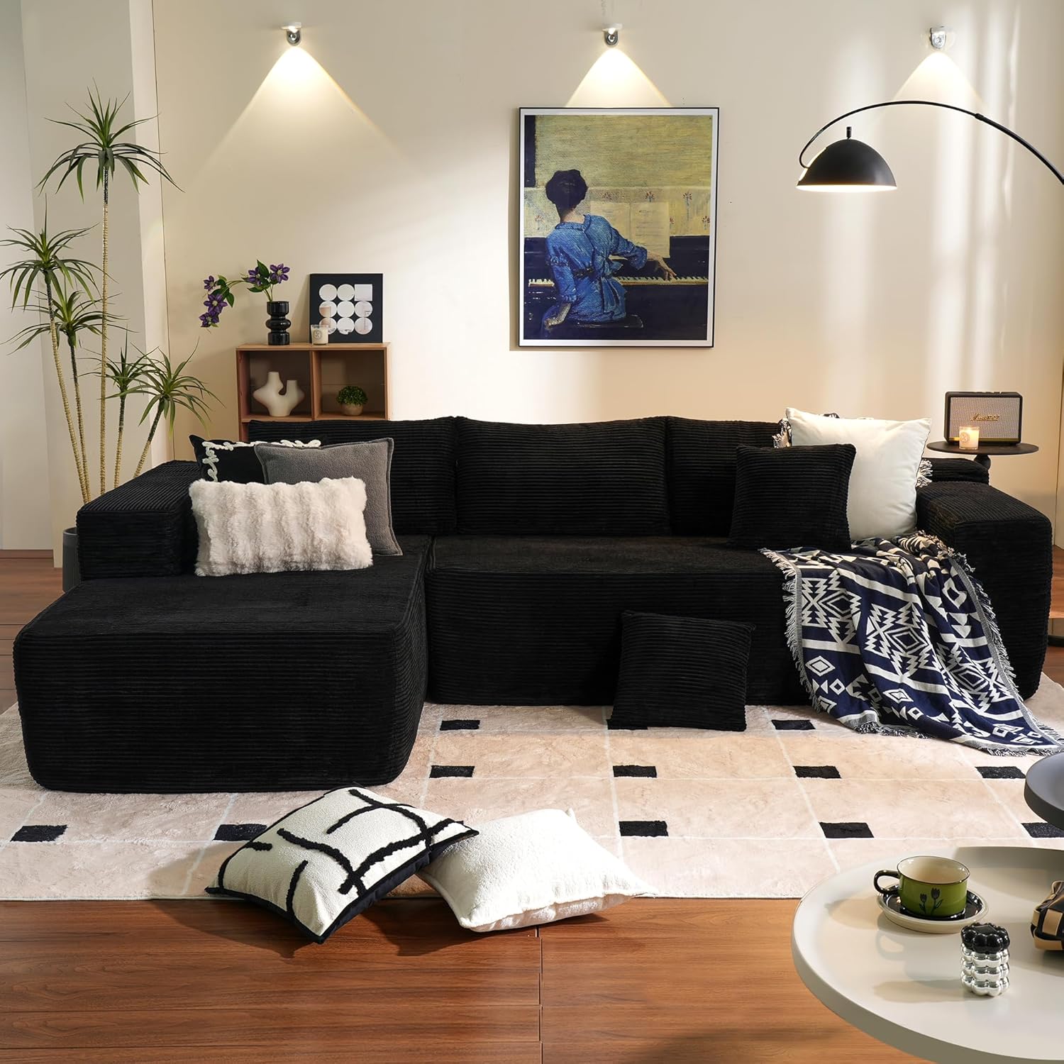 Ovios 104" Cloud Section Sofa L-shaped lounge chair, modern modular sofa wourant