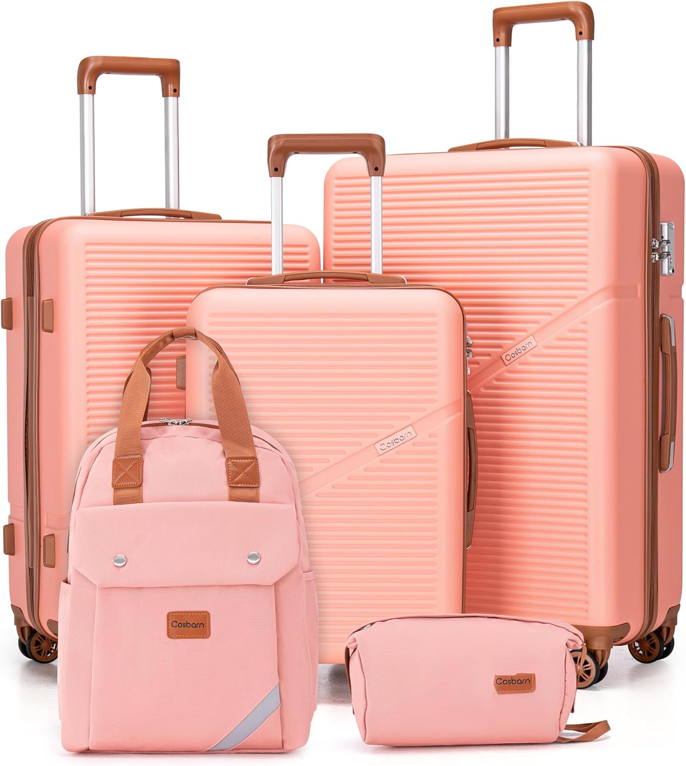 5-Piece Luggage Set with Spinner Wheels, Hard-Shell ABS Luggage Set with Tsa Lock, Lightweight Hard-Shell Waterproof Travel Case, Unisex, Gray wourant