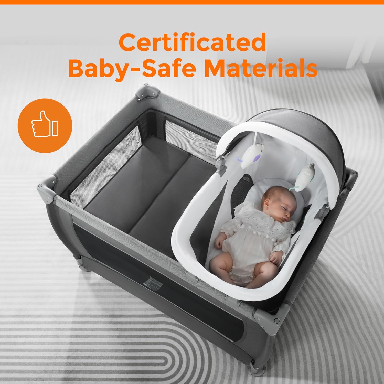 Pamo Babe Baby Playpen - Heavy-duty steel frame provides a safe sleeping space and portable crib wourant