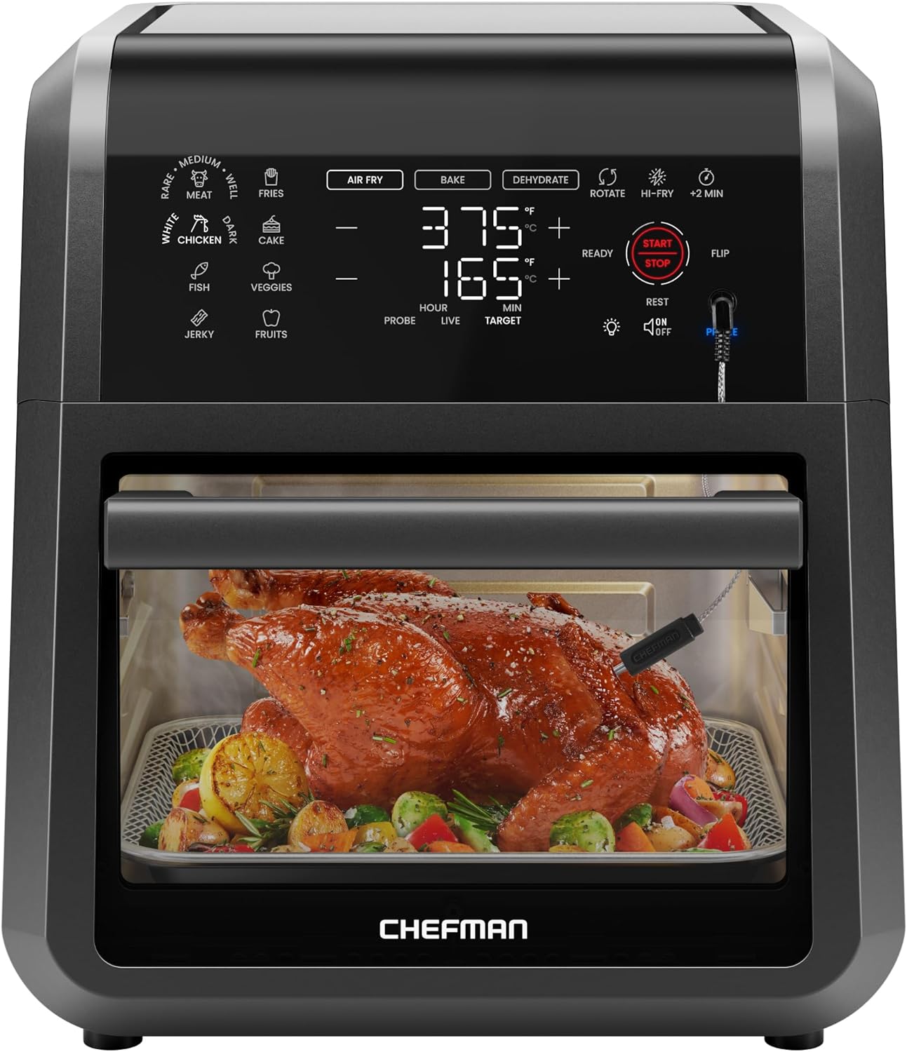 CHEFMAN ExacTemp 12-Quart Air Fryer Integrated Smart Cooking 28 Touchscreen Presets wourant