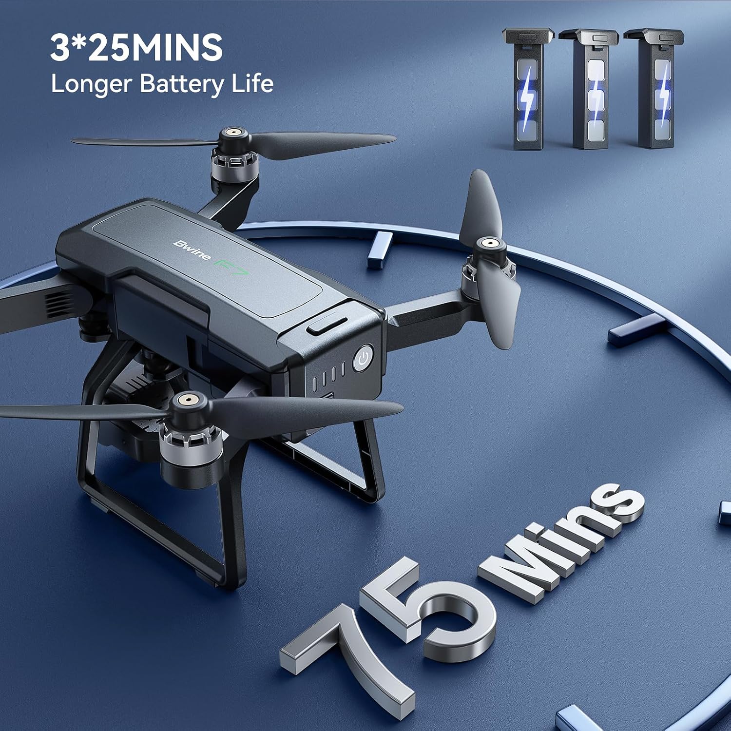Adult-specific camera drone with 4K UHD aerial photography, 3-axis gimbal, 10,000-foot control, 3 batteries for 75 minutes of flight time, and GPS tracking wourant