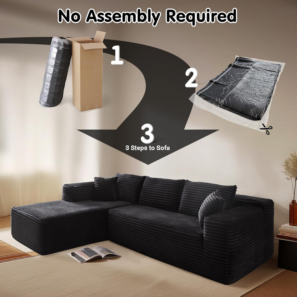 Ovios 104" Cloud Section Sofa L-shaped lounge chair, modern modular sofa wourant