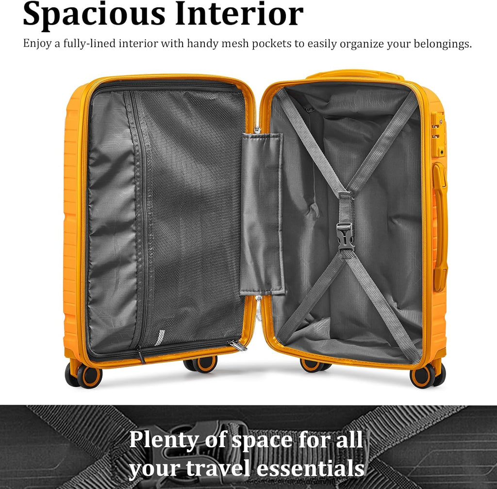 5-piece PP hardshell lightweight travel carry-on luggage set with dual spinner wheels and TSA lock wourant