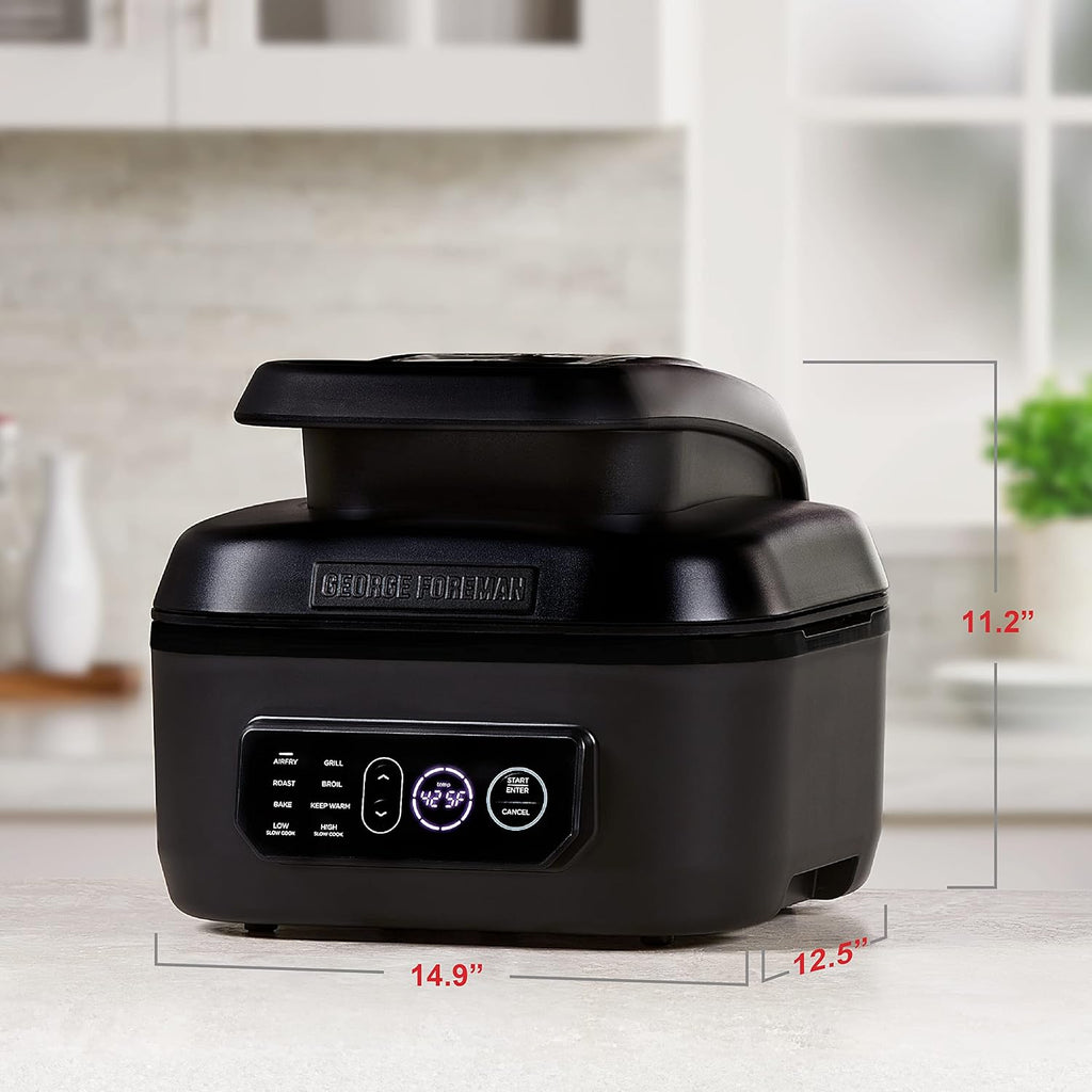 George Foreman Beyond Grill?7-in-1 Electric Indoor Grill with Air Fry Technology, MCAFD800D, Black, Large woonhhop