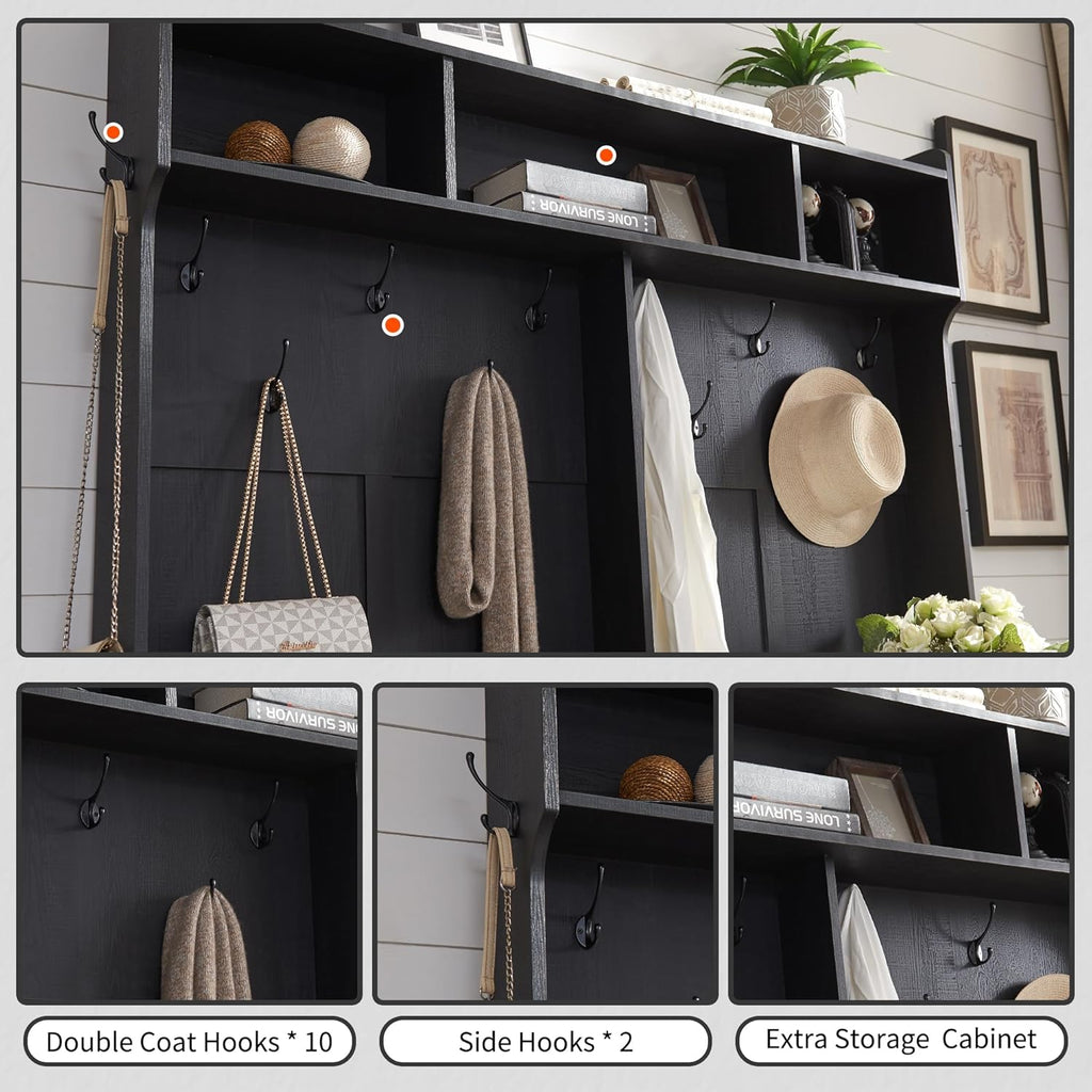JXQTLINGMU 59-inch Farmhouse Foyer Tree with Shoe Storage, Entryway Bench Foyer Coat Rack Cabinet wourant