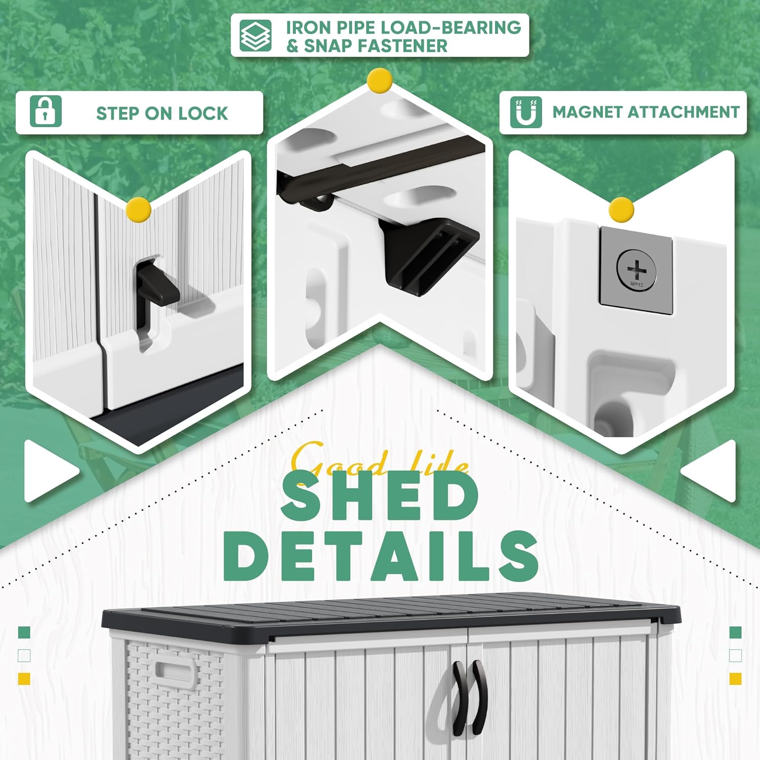 Devoko Outdoor Storage Cabinet 26 Cu Ft with Lockable Doors, Horizontal Storage Shed Waterproof Patio Tools Storage Box wourant