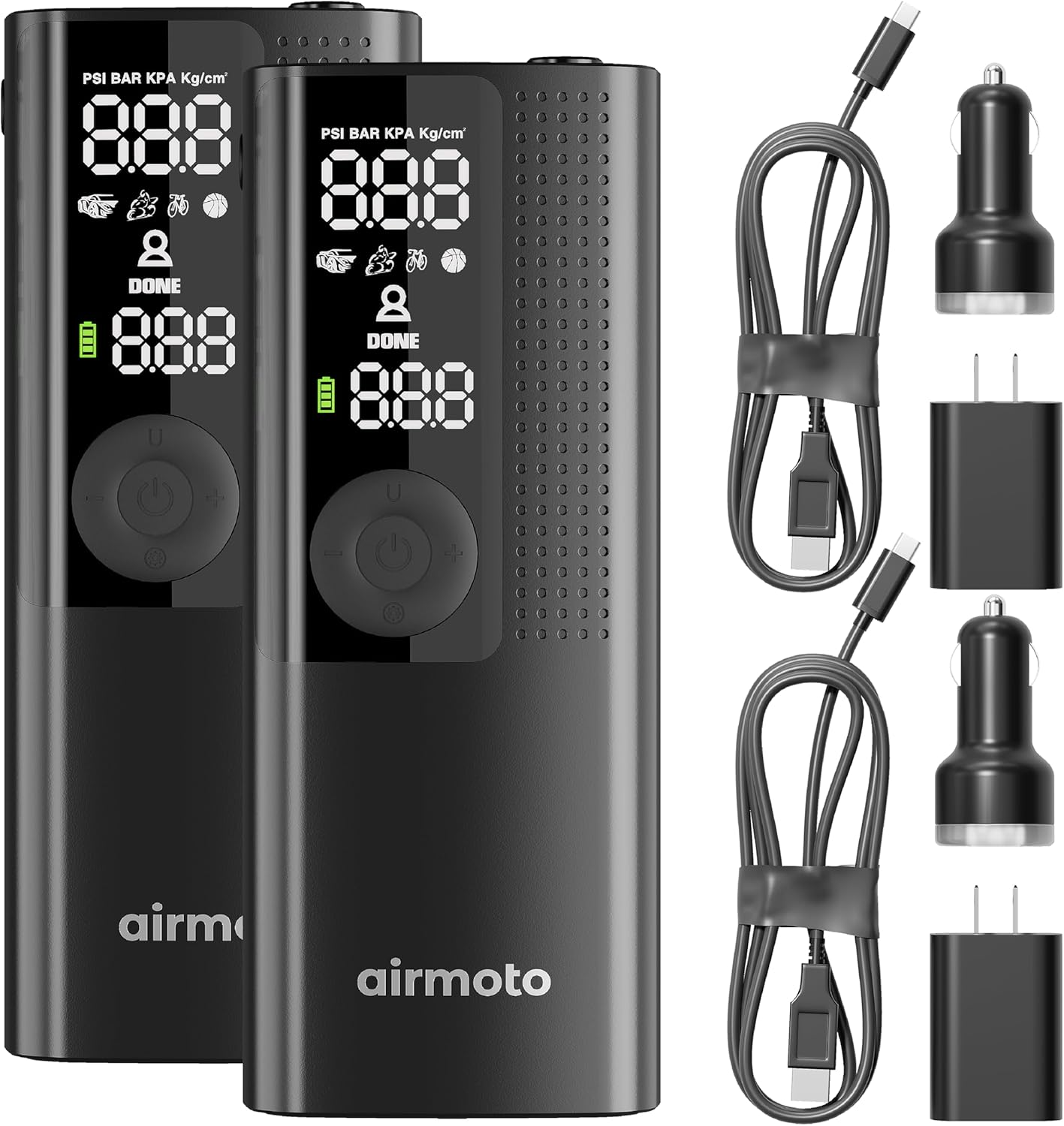Power Kit Bundle Deal - 2-Pack - Tire Inflation Portable Air Compressor with Power Kit for Charging at Home and on the Road - Cordless Air Pump for Car Tires, Motorcycles, Bicycles wourant