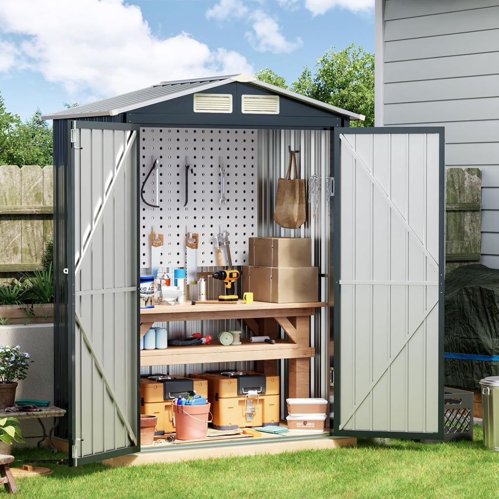 Breezz Outdoor Storage Shed 10 x 12ft. Utility Tool Shed Metal Storage Garden Shed wourant