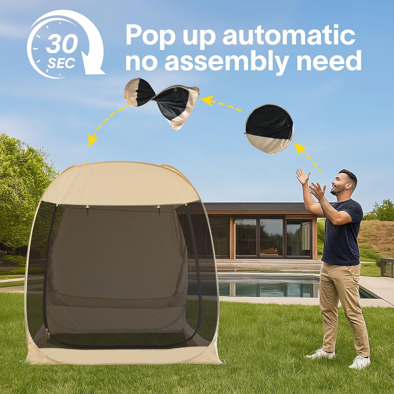 Alvantor Screen House Gazebo, 6-10-15 Person Pop Up Igloo Screened Canopy Tent with Mosquito Netting Sides, Instant UV Resistant Sun Shelter for Garden, Patio, Backyard wourant