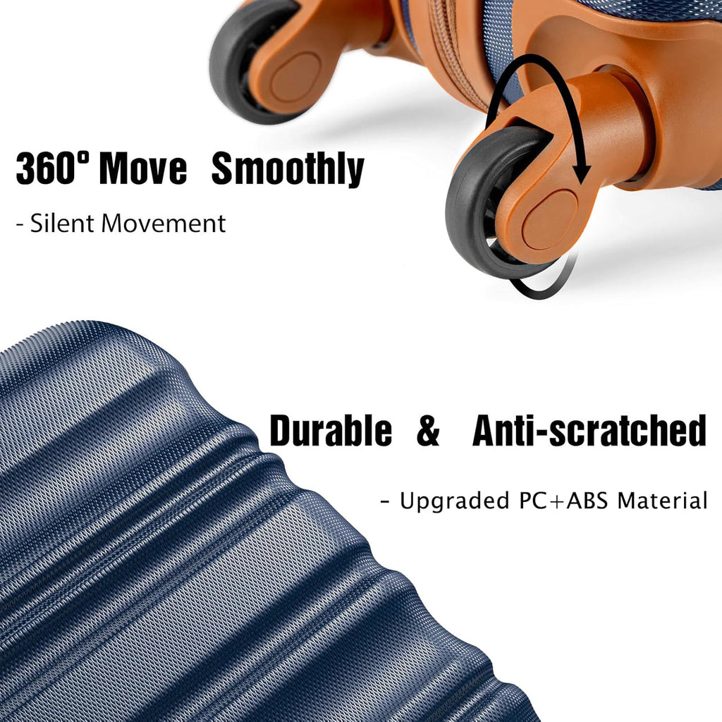 LONG VACATION 6 Piece Luggage Set Carry on Suitcase with ABS+PC hardshell, Spinner Wheels & YKK Zipper TSA Lock wourant