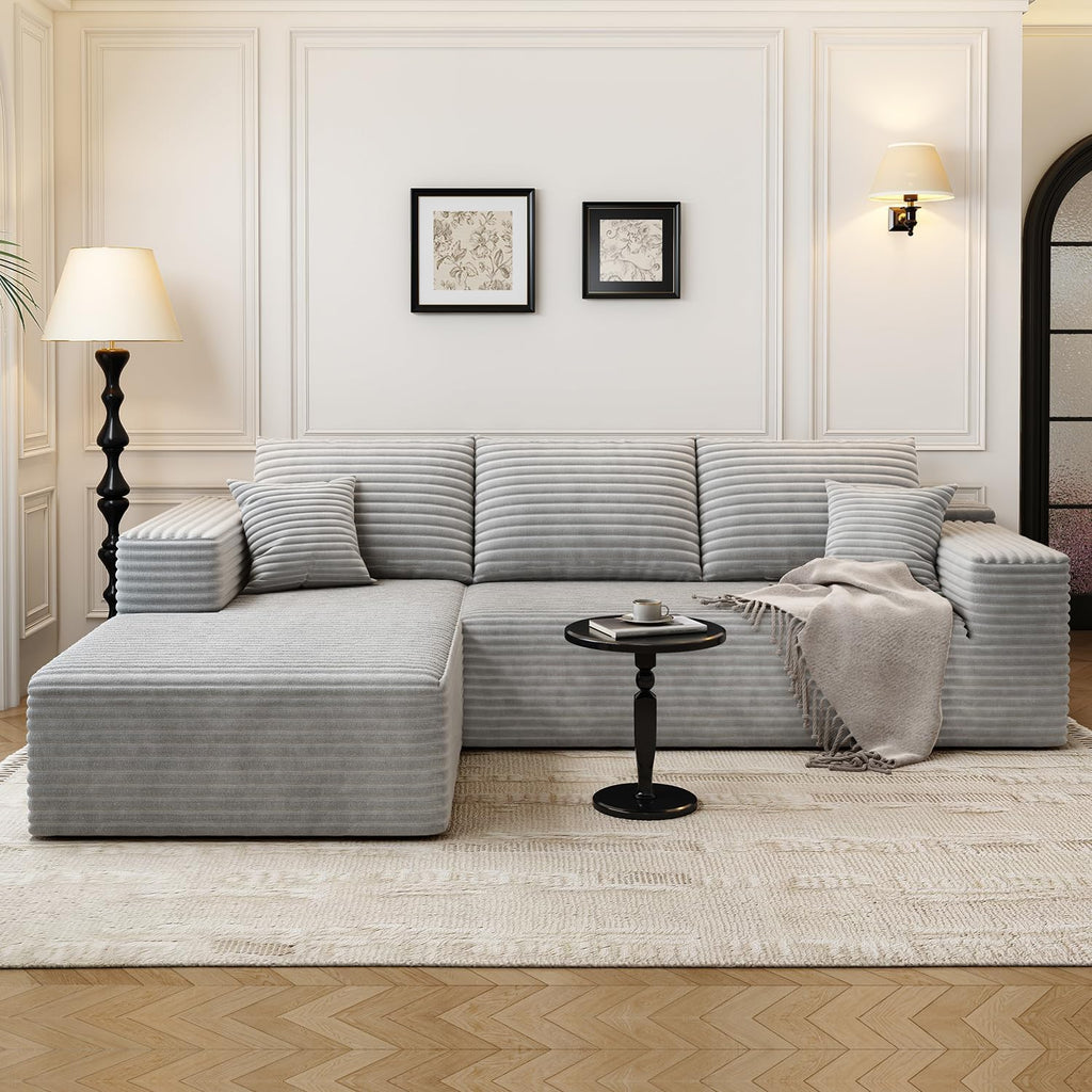 107.5 inch Cloud Modular Sectional Sofa with L-Shaped Chaise Lounge, Modern Minimalist Upholstered Sofa Deep Seating Corner Sofa wourant