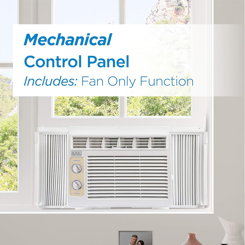 BLACK+DECKER Window Air Conditioner 5000 BTU, Cools Up to 150 Square Feet, AC Unit with Mechanical Controls, Manual Fan Only and Cool Settings, BD05MWT6, White wourant