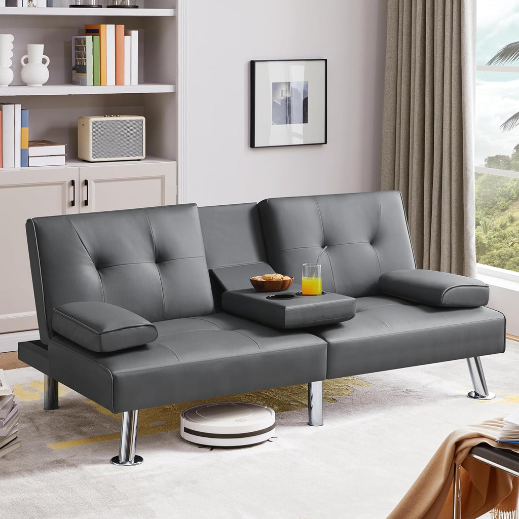 Convertible Sofa Bed Modern Imitation Leather Home Recliner Flip Double Sofa Folding Sofa Bed Guest Bed wourant